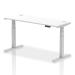 Dynamic Air 1600 x 600mm Height Adjustable Desk White Top Cable Ports Silver Leg HA01131 63711DY