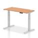 Dynamic Air 1200 x 600mm Height Adjustable Desk Oak Top Cable Ports Silver Leg HA01137 63753DY