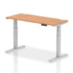Dynamic Air 1400 x 600mm Height Adjustable Desk Oak Top Cable Ports Silver Leg HA01138 63760DY