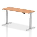 Dynamic Air 1600 x 600mm Height Adjustable Desk Oak Top Cable Ports Silver Leg HA01139 63767DY