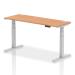Dynamic Air 1600 x 600mm Height Adjustable Desk Oak Top Cable Ports Silver Leg HA01139 63767DY