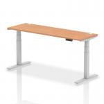 Dynamic Air 1800 x 600mm Height Adjustable Desk Oak Top Cable Ports Silver Leg HA01140 63774DY