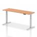 Dynamic Air 1800 x 600mm Height Adjustable Desk Oak Top Cable Ports Silver Leg HA01140 63774DY