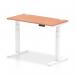 Dynamic Air 1200 x 600mm Height Adjustable Desk Beech Top Cable Ports White Leg HA01141 63781DY