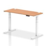 Dynamic Air 1400 x 600mm Height Adjustable Desk Oak Top Cable Ports White Leg HA01158 63900DY