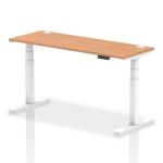 Dynamic Air 1600 x 600mm Height Adjustable Desk Oak Top Cable Ports White Leg HA01159 63907DY