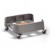 The image shows a grey trolley with linkable features, designed to be used with a DURABIN 90L bin made of recycled polypropylene. The trolley is durable and suitable for accommodating various accessories. It is perfect for organizing and transporting items in a professional setting.