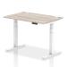 Dynamic Air 1200 x 800mm Height Adjustable Desk Grey Oak Top Cable Ports White Leg HA01170 63984DY