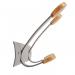 Alba Wall Coat Hook 2 Double Pegs Silver GreyLight Wood - PMV2 63986AL