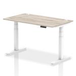 Dynamic Air 1400 x 800mm Height Adjustable Desk Grey Oak Top Cable Ports White Leg HA01172 63998DY