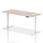 Dynamic Air 1800 x 800mm Height Adjustable Desk Grey Oak Top Cable Ports White Leg HA01176 64026DY