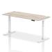 Dynamic Air 1800 x 800mm Height Adjustable Desk Grey Oak Top Cable Ports White Leg HA01176 64026DY