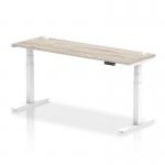 Dynamic Air 1800 x 600mm Height Adjustable Desk Grey Oak Top Cable Ports White Leg HA01184 64082DY