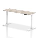 Dynamic Air 1800 x 600mm Height Adjustable Desk Grey Oak Top Cable Ports White Leg HA01184 64082DY