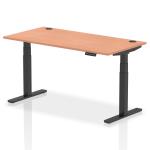 Dynamic Air 1600 x 800mm Height Adjustable Desk Beech Top Cable Ports Black Leg HA01207 64243DY