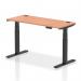 Dynamic Air 1400 x 600mm Height Adjustable Desk Beech Top Cable Ports Black Leg HA01226 64376DY