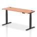 Dynamic Air 1600 x 600mm Height Adjustable Desk Beech Top Cable Ports Black Leg HA01227 64383DY