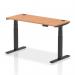 Dynamic Air 1400 x 600mm Height Adjustable Desk Oak Top Cable Ports Black Leg HA01242 64488DY