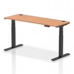 Dynamic Air 1600 x 600mm Height Adjustable Desk Oak Top Cable Ports Black Leg HA01243 64495DY