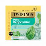 The photograph displays a pack of 80 loose Twinings Peppermint Tea bags, featuring the fresh flavors of fruit and herbs. The vibrant colors of the packaging can be seen, with a prominent image of peppermint leaves.