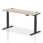 Dynamic Air 1600 x 600mm Height Adjustable Desk Grey Oak Top Cable Ports Black Leg HA01255 64579DY