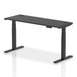 Dynamic Air Black Series 1600 x 600mm Height Adjustable Desk Black Top with Cable Ports Black Leg HA01263 64635DY