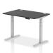 Dynamic Air Black Series 1200 x 800mm Height Adjustable Desk Black Top with Cable Ports Silver Leg HA01273 64705DY