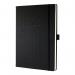 The picture shows a sleek black Sigel A4 diary, part of the Conceptum line, open to the 2026 calendar week with a vertical week-to-view layout. The high-quality pages are bound in a durable cover, perfect for organizing your plans and thoughts.