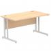 Impulse 1400 x 800mm Straight Desk Maple Top Silver Cantilever Leg I000350 DD 64796DY
