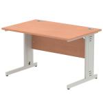 Impulse 1200 x 800mm Straight Desk Beech Top Silver Cable Managed Leg I000459 64873DY