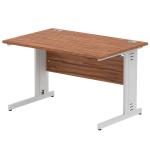 Impulse 1200 x 800mm Straight Desk Walnut Top Silver Cable Managed Leg I000497 64929DY