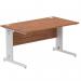 Impulse 1400 x 800mm Straight Desk Walnut Top Silver Cable Managed Leg I000498 64936DY