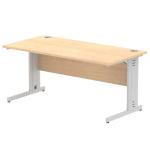 Impulse 1600 x 800mm Straight Desk Maple Top Silver Cable Managed Leg I000518 64971DY
