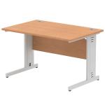 Impulse 1200 x 800mm Straight Desk Oak Top Silver Cable Managed Leg I000850 64985DY