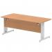 Impulse 1800 x 800mm Straight Desk Oak Top Silver Cable Managed Leg I000853 65006DY