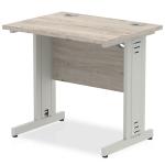 Impulse 800 x 600mm Straight Desk Grey Oak Top Silver Cable Managed Leg I003093 65013DY