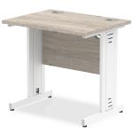 Impulse 800 x 600mm Straight Desk Grey Oak Top White Cable Managed Leg I003094 65020DY