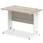 Impulse 1000 x 600mm Straight Desk Grey Oak Top White Cable Managed Leg I003096 65034DY