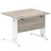 Impulse 1000 x 800mm Straight Desk Grey Oak Top White Cable Managed Leg I003097 65041DY