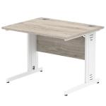 Impulse 1000 x 800mm Straight Desk Grey Oak Top White Cable Managed Leg I003097 65041DY