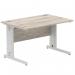 Impulse 1200 x 800mm Straight Desk Grey Oak Top Silver Cable Managed Leg I003098 65048DY