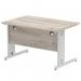 Impulse 1200 x 800mm Straight Desk Grey Oak Top Silver Cable Managed Leg I003098 65048DY