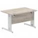 Impulse 1200 x 800mm Straight Desk Grey Oak Top Silver Cable Managed Leg I003098 65048DY