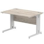 Impulse 1200 x 800mm Straight Desk Grey Oak Top Silver Cable Managed Leg I003098 65048DY