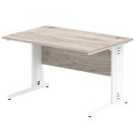 Impulse 1200 x 800mm Straight Desk Grey Oak Top White Cable Managed Leg I003101 65069DY