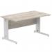 Impulse 1400 x 800mm Straight Desk Grey Oak Top Silver Cable Managed Leg I003102 65076DY