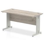 Impulse 1400 x 600mm Straight Desk Grey Oak Top Silver Cable Managed Leg I003103 65083DY