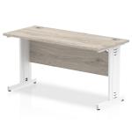 Impulse 1400 x 600mm Straight Desk Grey Oak Top White Cable Managed Leg I003104 65090DY