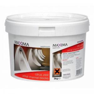 Maxima Urinal Channel Blocks 3kg Tub Yellow Citrus Zest - 1009005