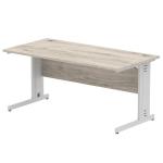 Impulse 1600 x 800mm Straight Desk Grey Oak Top Silver Cable Managed Leg I003106 65104DY